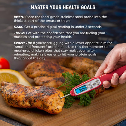 Taylor - Termómetro digital impermeable con luz de fondo azul brillante para cocina, carne, comida, parrilla, barbacoa cocina, rojo, estándar (806GW)