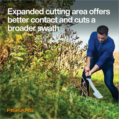Fiskars Cuchillo Machete Bushcraft 18 Pulgadas | Paquete de 1, hoja acero endurecido, revestimiento resistente al óxido, mango texturizado, funda nylon