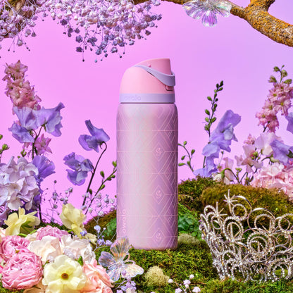 Owala Wicked FreeSip - Botella de agua aislada de acero inoxidable con pajita para deportes y viajes, botella de agua deportiva sin BPA, 32 onzas, Glinda (rosa)