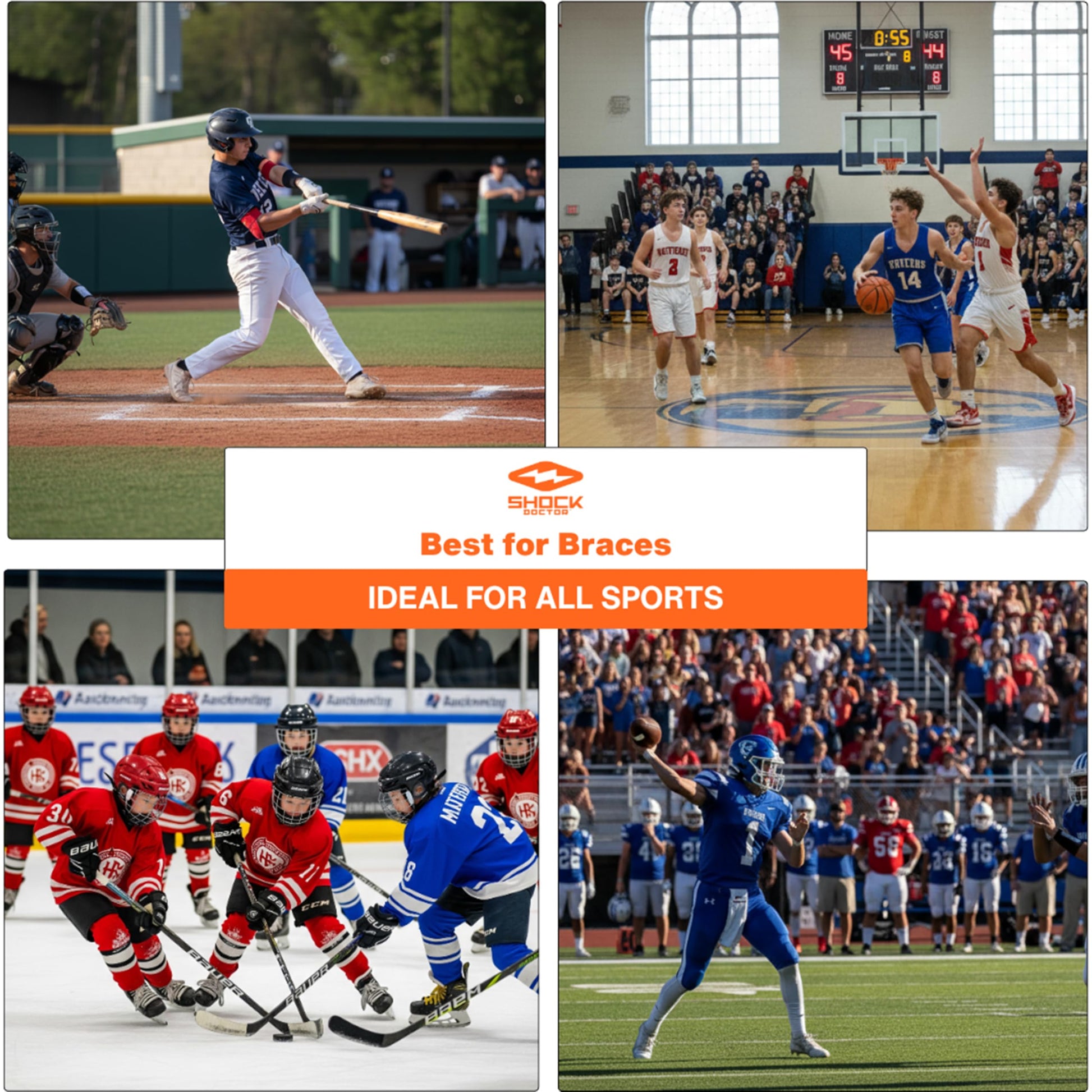 shock doctor doble tirantes Protector bucal para deportes, superior e inferior, protección para sus dientes y tirantes mientras que jugando al fútbol, Lacrosse, baloncesto, béisbol, jóvenes y tallas