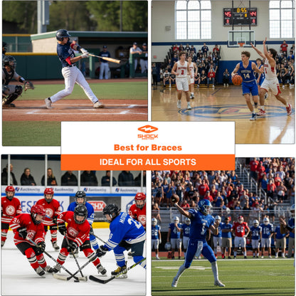 shock doctor doble tirantes Protector bucal para deportes, superior e inferior, protección para sus dientes y tirantes mientras que jugando al fútbol, Lacrosse, baloncesto, béisbol, jóvenes y tallas