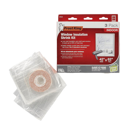 Frost King Kit de aislamiento para ventana, Paquete de 3, Transparente