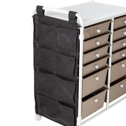 Honey-Can-Do Honey Can Do Carrito de almacenamiento con ruedas de metal de 12 cajones con bolsillos laterales CRT-09104 blanco