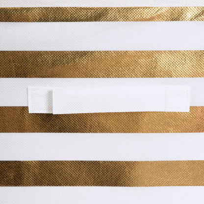 DII tela plegable cubeta de contenedores de almacenamiento para organizadores, Cubo grande - Juego de 2, Dorado (Stripe Gold), 1, 1