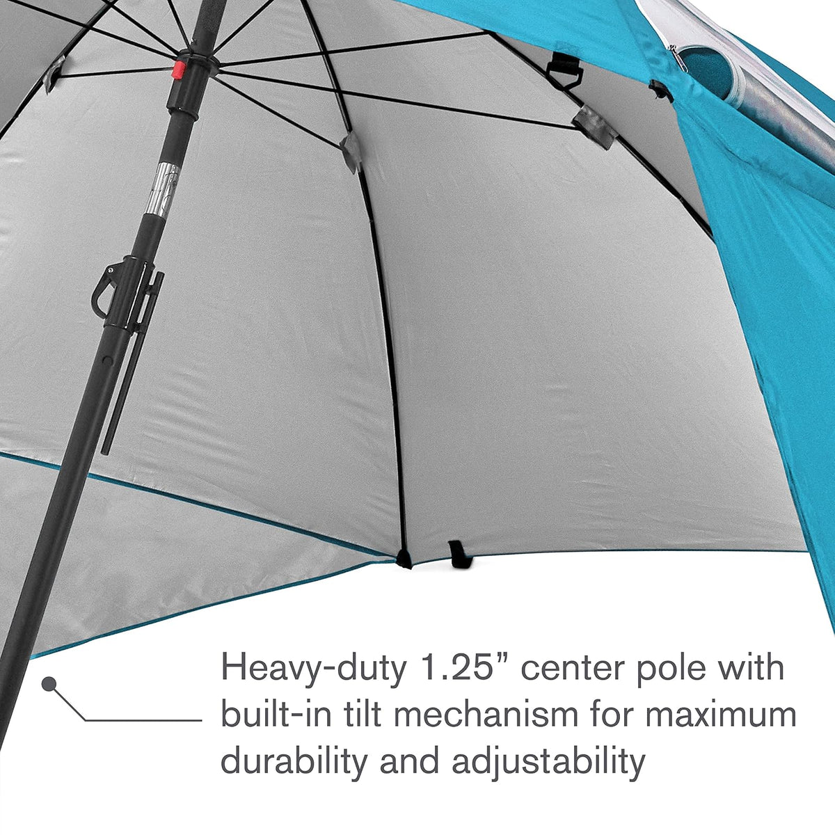 Sport-Brella Premiere UPF 50+ - Refugio para paraguas con paneles laterales patentados y mecanismo de inclinación, poste central de 1.25 pulgadas, anclaje para arena y zacate