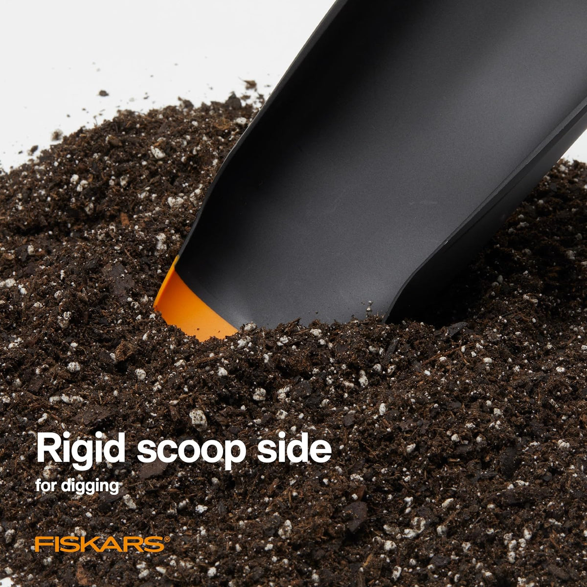 Fiskars - Juego de Cuchara y Cepillo para Polvo para Plantar Piso Herramienta de jardín para jardinería en Interiores, Control de desorden para trasplantar y reposicionar, Fabricado con plástico