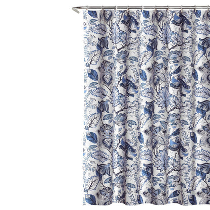 Lush Decor Blue Cynthia - Cortina de Ducha jacobea de Tela, diseño Floral, 72 x 72 Pulgadas