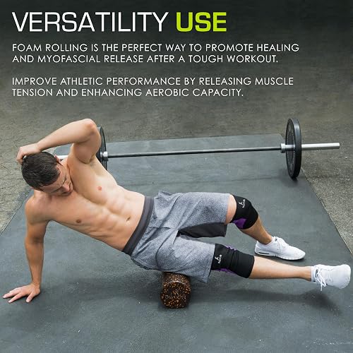 ProsourceFit High Density Foam Rollers 36 - Inches Long, Firm Full Body Athletic Massage Tool for Back Stretching, Yoga, Pilates, Post Workout Muscle Recuperation, Black/Orange