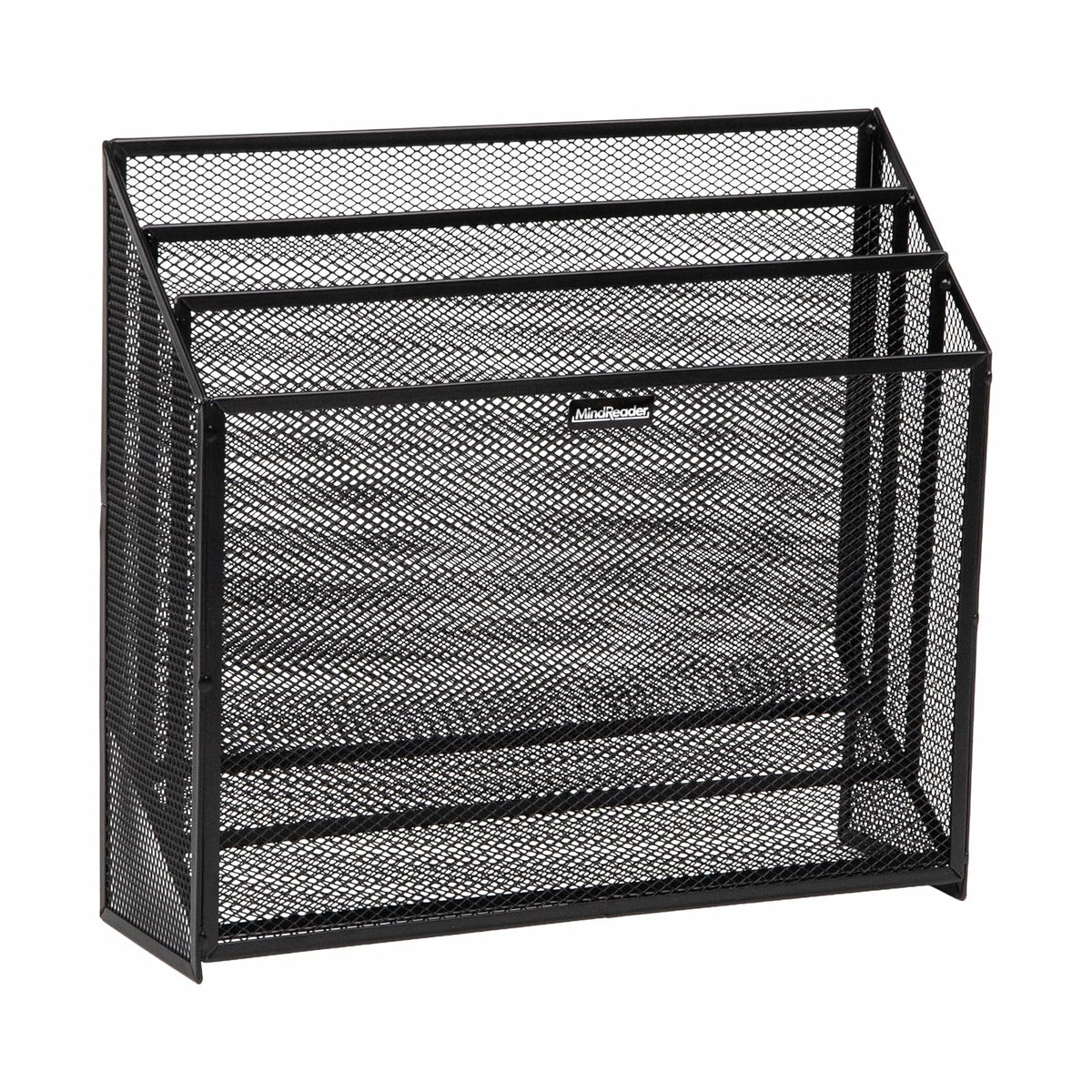 Mind Reader Vertical File Storage, Desktop Organizer, Workspace, Office, Metal Mesh, 12.5"L x 3.75"W x 11.5"H, Black