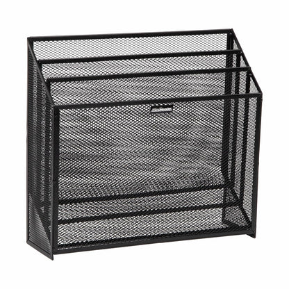 Mind Reader Vertical File Storage, Desktop Organizer, Workspace, Office, Metal Mesh, 12.5"L x 3.75"W x 11.5"H, Black