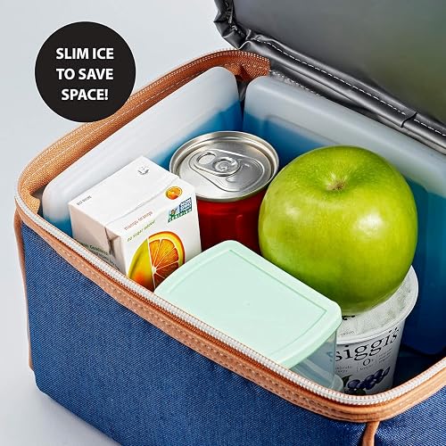 Fit + Fresh Cool Coolers - Paquetes de hielo delgados reutilizables para bolsas de almuerzo, bolsas de playa, enfriadores y más, juego de 4, multicolor