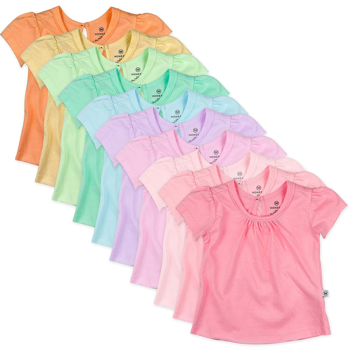 HonestBaby Camisetas de algodón orgánico con Mangas abombadas Conjunto de Playeras para bebés y niños pequeñosUnisex bebé