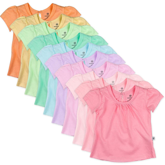 HonestBaby Camisetas de algodón orgánico con Mangas abombadas Conjunto de Playeras para bebés y niños pequeñosUnisex bebé