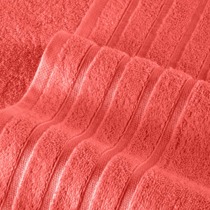 Elegant Comfort - Juego de 6 Toallas de baño de 4 líneas de Viscosa a Rayas – 100% algodón Turco de Alta absorción – Incluye 2 Toallas, 2 Toallas de Mano y 2 Toallas de baño, Color Coral