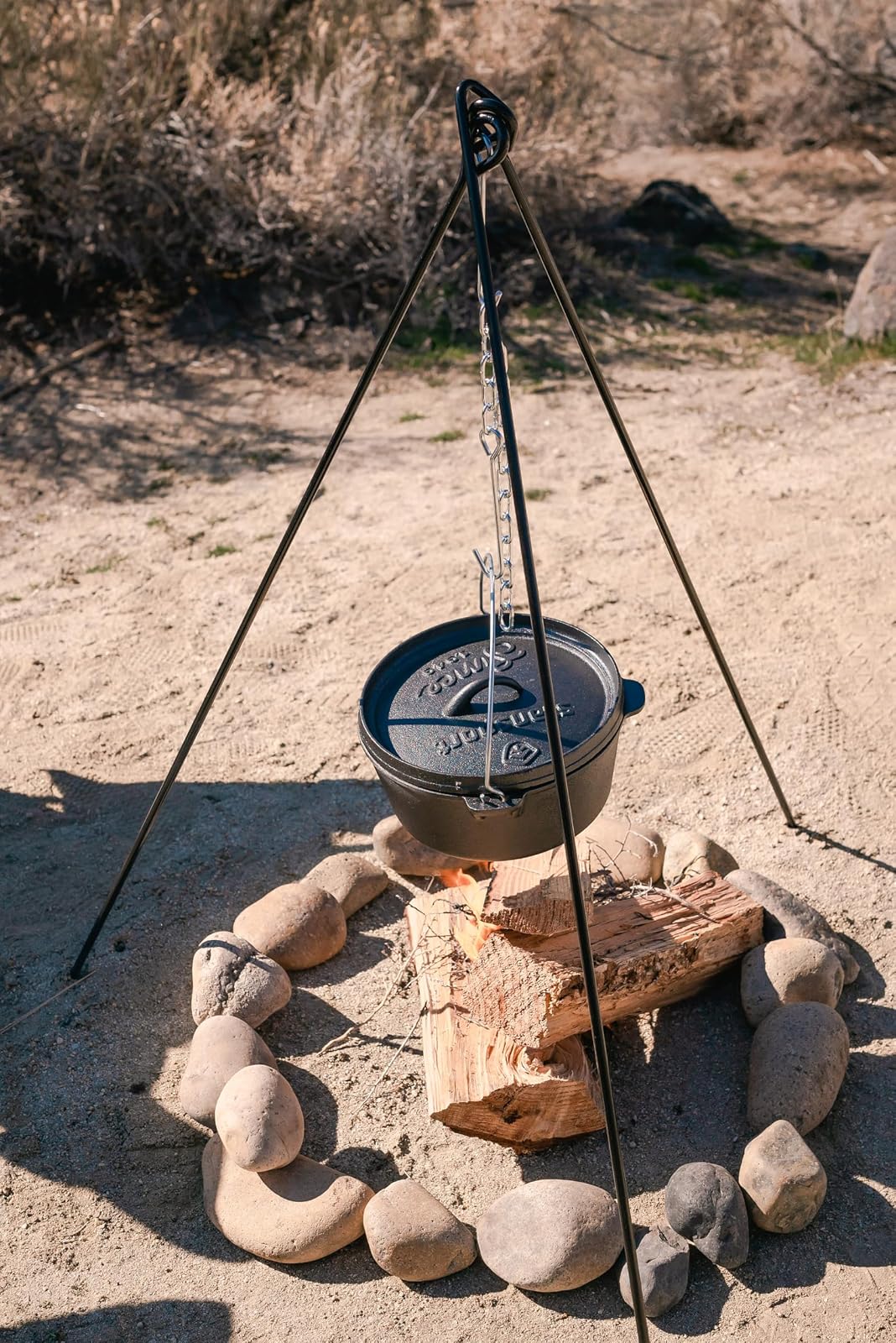 Stansport Cast Iron Camping Tripod for Outdoor Campfire Cooking
