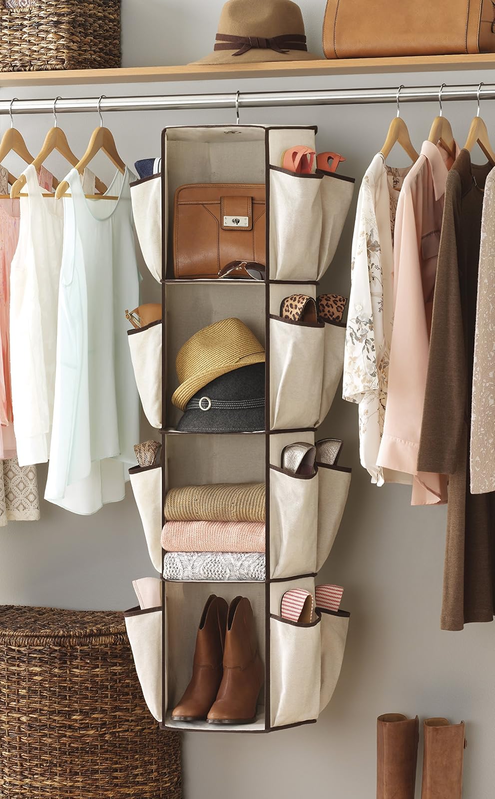 Whitmor Organizador Giratorio para clóset, Beige y café