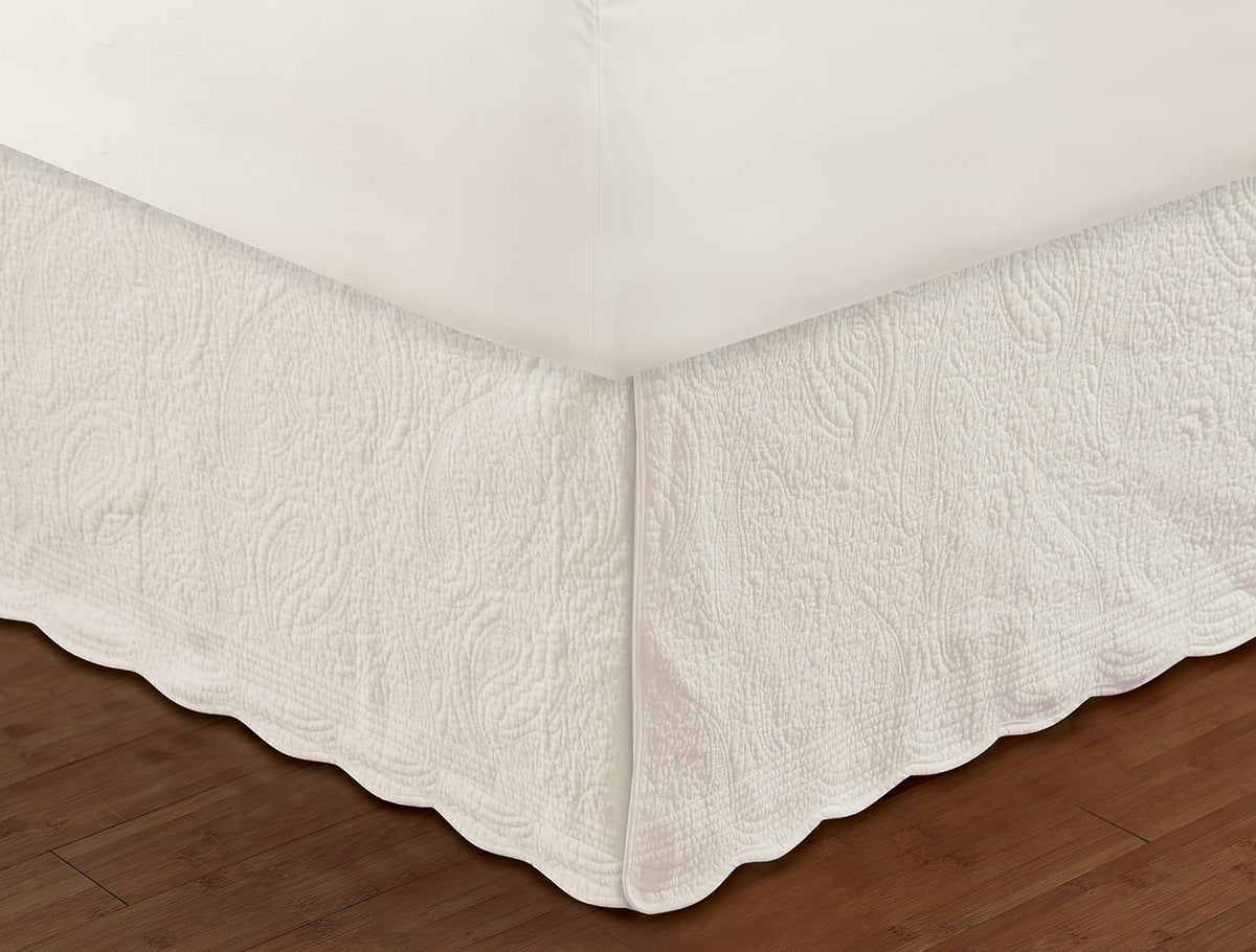 Greenland Home Paisley Quilted Bed Skirt, Ivory, King