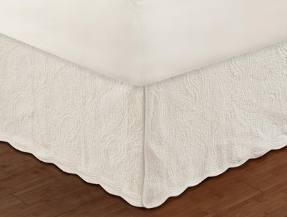 Greenland Home Paisley Quilted Bed Skirt, Ivory, King