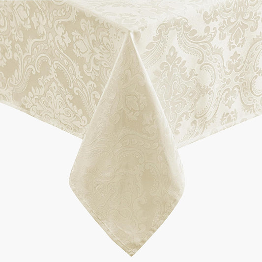 Elrene Home Fashions Caiden Elegance - Mantel de Tela de Damasco Impermeable, Resistente a Las Manchas y Arrugas, 60 x 120 Pulgadas, Rectangular/Rectangular, Marfil