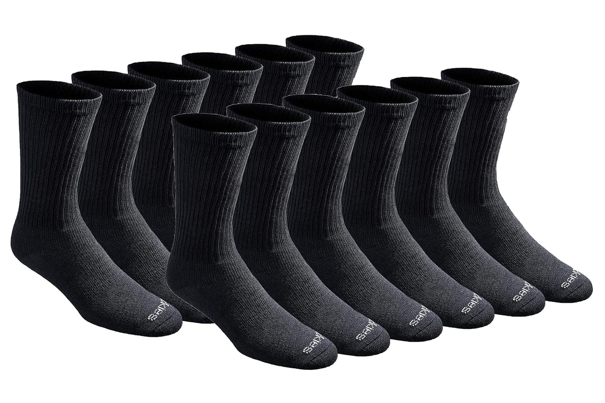 Dickies Calcetines Deportivos para Hombre, Talón y Puntera Reforzados - M - Negro Sólido (12 Pares)