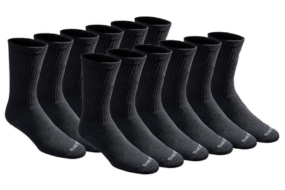 Dickies Calcetines Deportivos para Hombre, Talón y Puntera Reforzados - M - Negro Sólido (12 Pares)