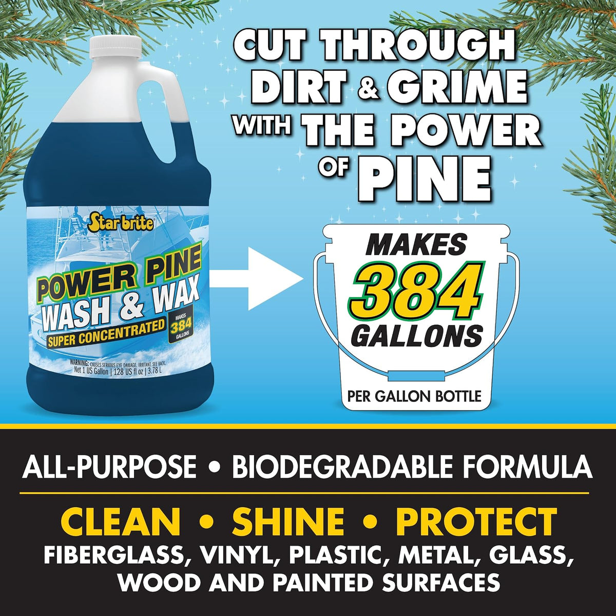 STAR BRITE Power Pine Concentrado de Lavado y Cera, Biodegradable