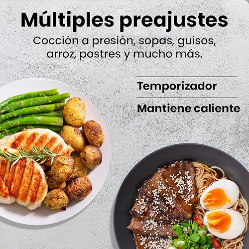Chefman Olla a Presión Multifuncional de 7.5 Litros, Olla Eléctrica de Acero Inoxidable de 1200W, 14 Funciones Preestablecidas con Panel Digital, Incluye Accesorios