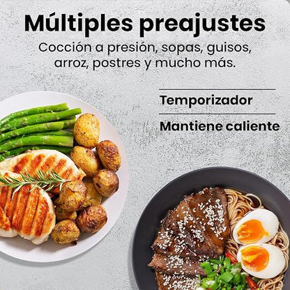 Chefman Olla a Presión Multifuncional de 7.5 Litros, Olla Eléctrica de Acero Inoxidable de 1200W, 14 Funciones Preestablecidas con Panel Digital, Incluye Accesorios