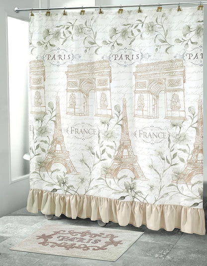 Avanti Linens - Cortina de Ducha de Tela, Esencial para el baño, decoración Elegante del hogar (colección Paris Botanique, 72 Pulgadas)