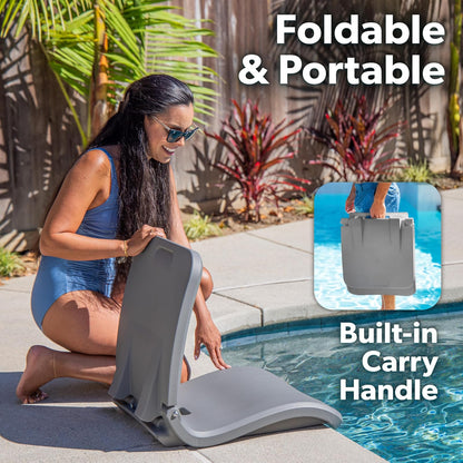 GoSports Coast Modern - Silla portátil para alberca, Plegable, para Adultos, para Piscina, Playa, portón Trasero y Estadio, plástico Duradero con Soporte de Espalda, Color Gris