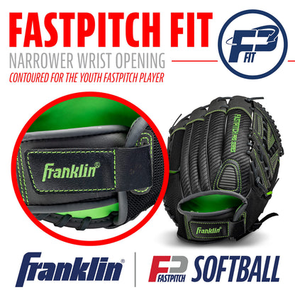 Franklin Sports Girls Softball Glove - Women's Windmill Fastpitch + Slowpitch Softball Glove - Lime Softball Mitt - Left Hand Throw Adult + Youth - 11"