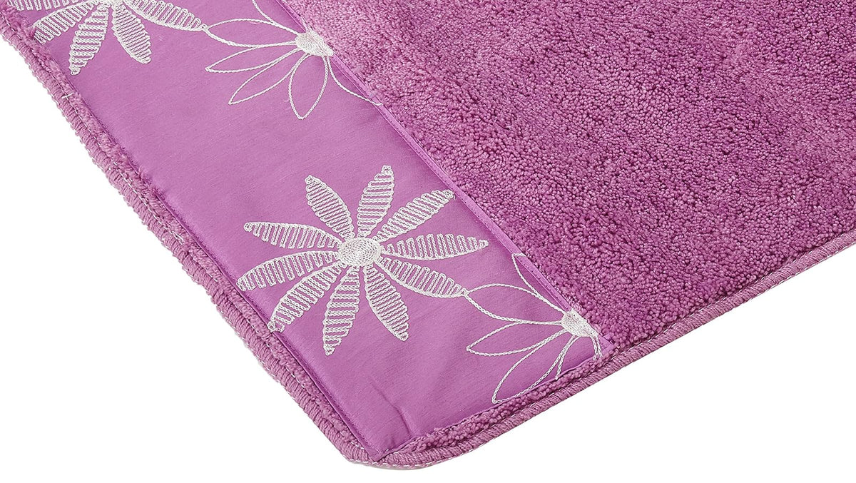 Popular Cortina de Ducha de baño, colección Daisy Stitch, 70 x 72 Pulgadas, Color Lima, Alfombra de baño, Lila, Alfombra para baño, 1