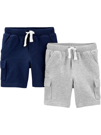 Carter's Pantalones Cortos para Bebé Niño, Paquete de 3 - Azul marino - Gris - 4 Años