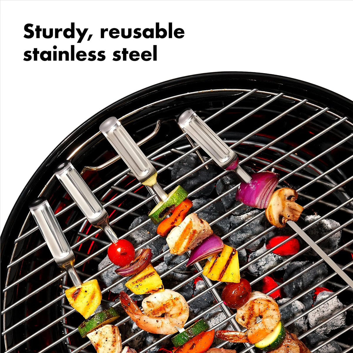 OXO Good Grips - Juego de 6 brochetas para Asar de Acero Inoxidable