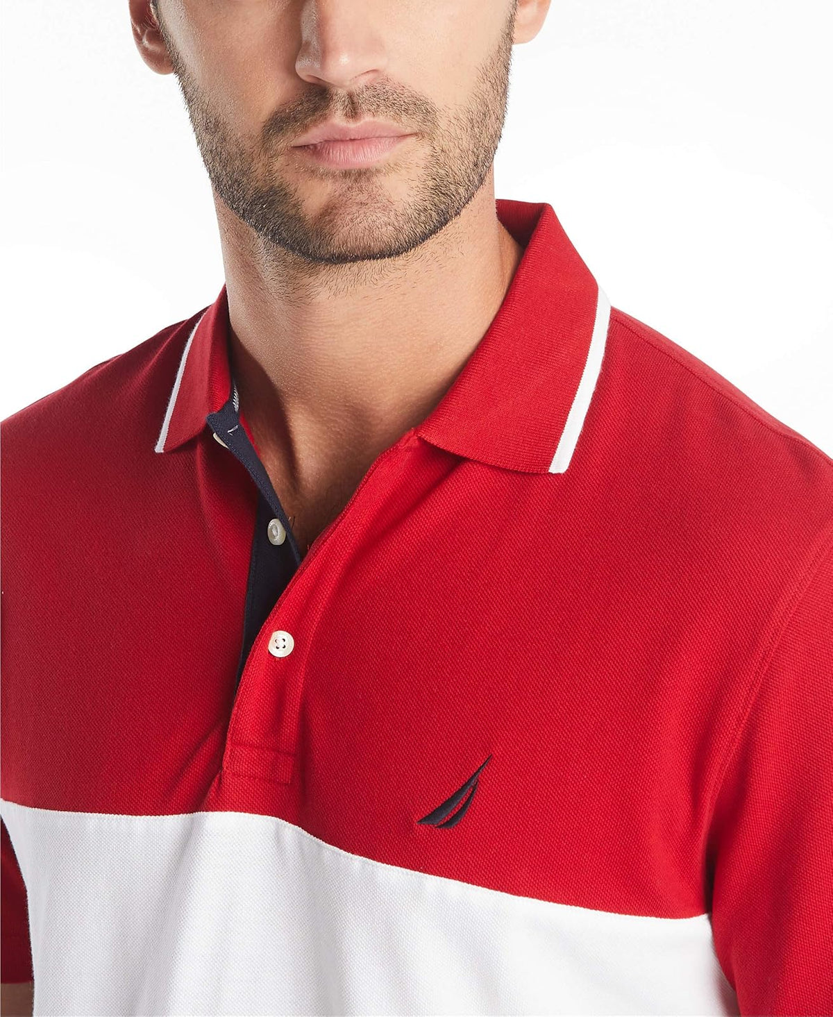 Nautica Polo de Manga Corta 100% algodón piqué Bloque de Color Camisa de Polo para Hombre