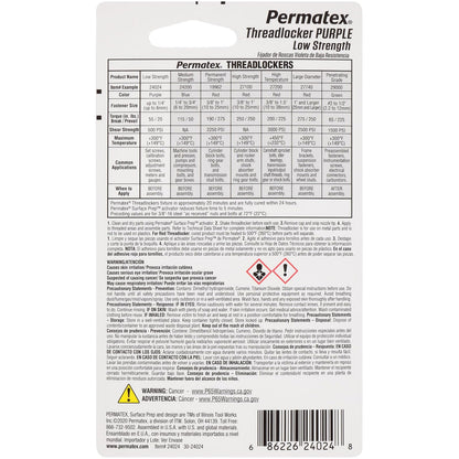 Permatex Enganche de Rosca de Baja Resistencia Morado 24024, 6 mm