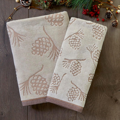SKL Home Pinecone Jacquard Toalla de Mano (Paquete de 2)