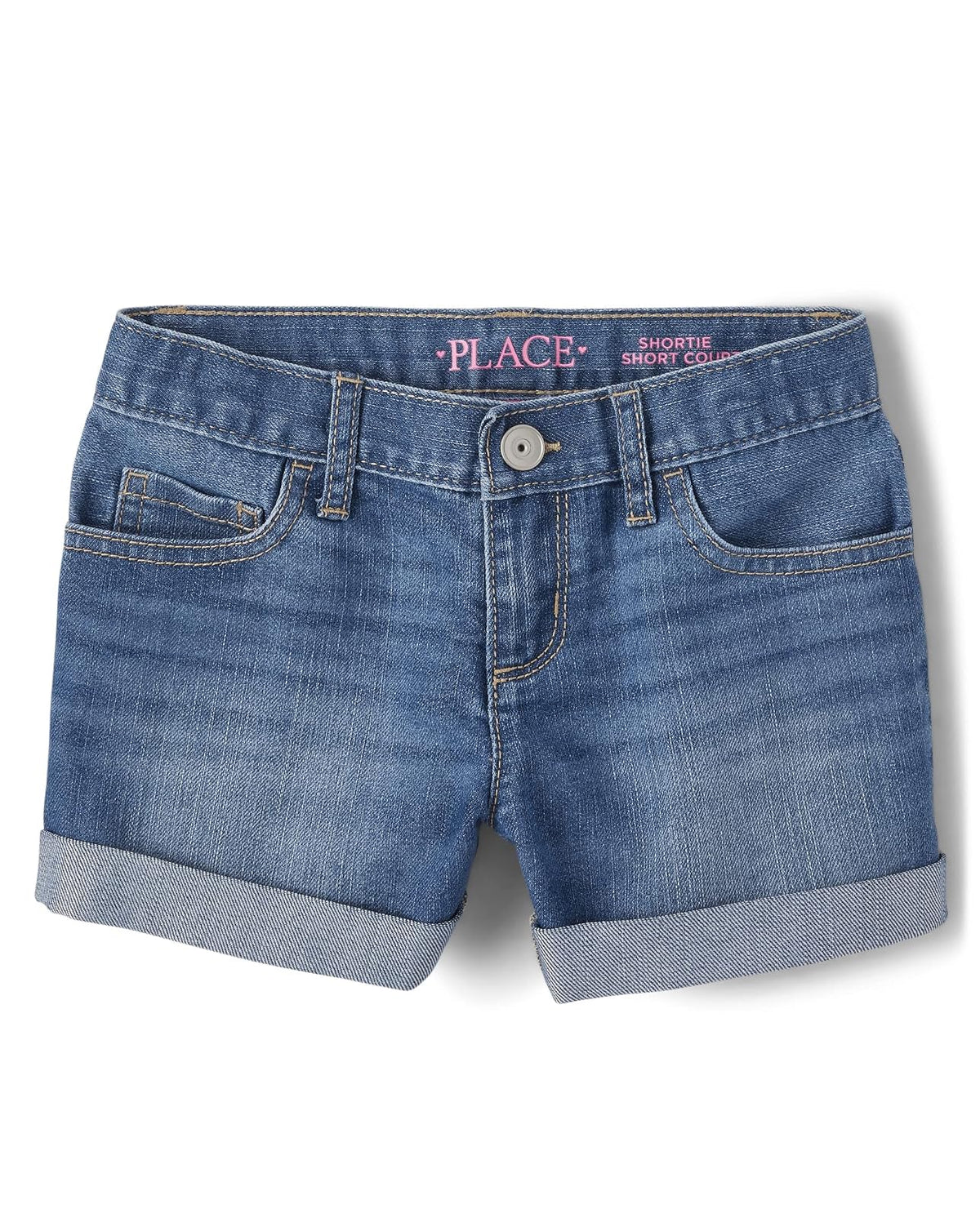The Children's Place Short de mezclilla con puño para niña - Rosa (Rose Wash) - 8