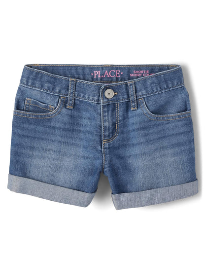 The Children's Place Short de mezclilla con puño para niña - Rosa (Rose Wash) - 8