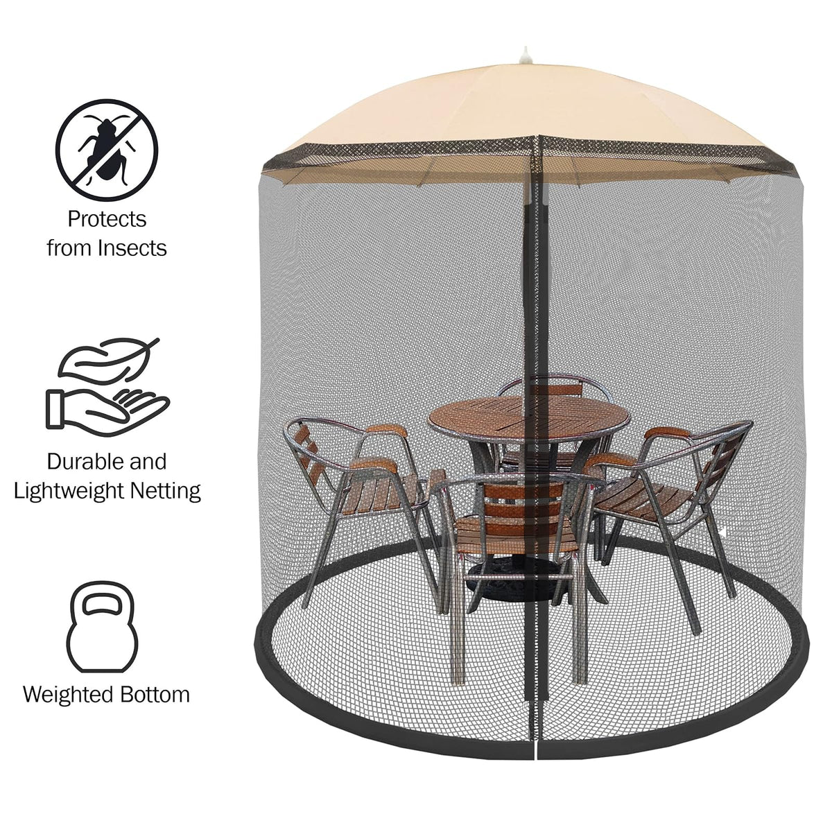Pure Garden 82-5677C Patio Umbrella Cover Mosquito Netting Screen