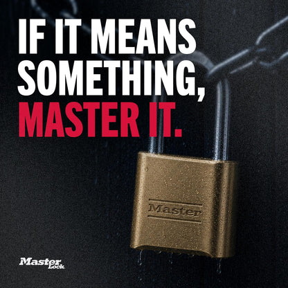 Master Lock Candado Combinado de Bloqueo Maestro, Interior y Exterior, Combinación de Cuatro Dígitos, Acabado de Latón, 2 Unidades, 175LHEC2