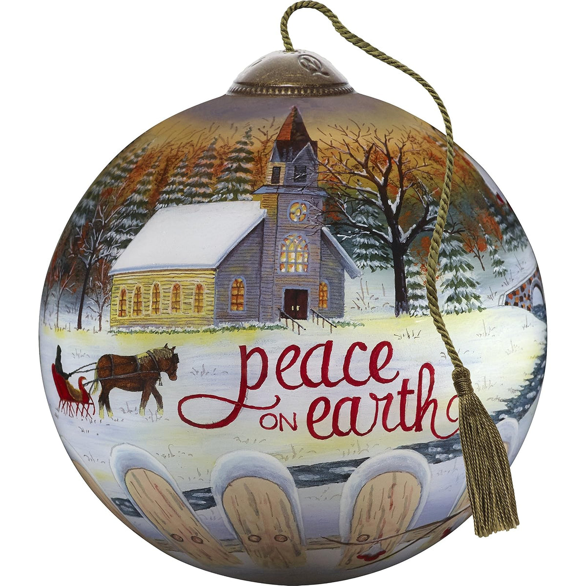 Ne'Qwa Art - Figura Decorativa de cardenales de Invierno Pintada a Mano, White Crimson Morning, 1, 1