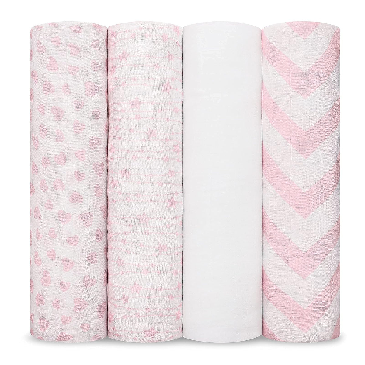 Comfy Cubs Manta de Muselina para Envolver Bebé, 119x119 cm - Rosa