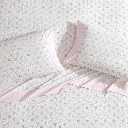Laura Ashley - Juego de sábanas, Ropa de Cama de algodón percal Transpirable, 200 Hilos, Bolsillo Profundo, decoración Elegante para el hogar (Lynda Rosa, King)