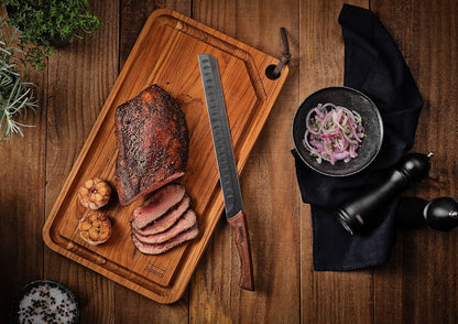TRAMONTINA - Cuchillo Slicer Churrasco Black, con Lámina de Acero Inoxidable Oscurecido, Mango de Madera y Remaches de Acero Inoxidable, Cubierto para Cortes Grandes de Carne, Tamaño de 12"