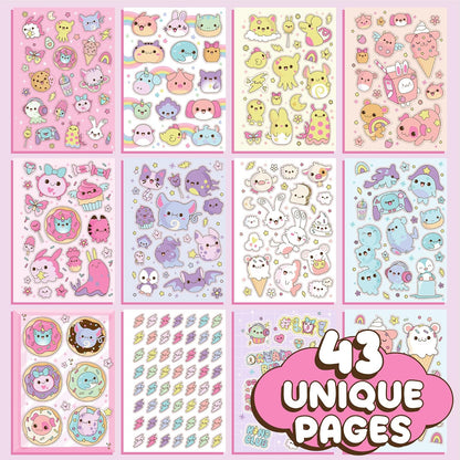 Just My Style - 1500 pegatinas Kawaii, libro de 43 páginas para álbumes de recortes, planificadores, letras de características, planificador feliz, portátil, calcomanías para botellas de agua para