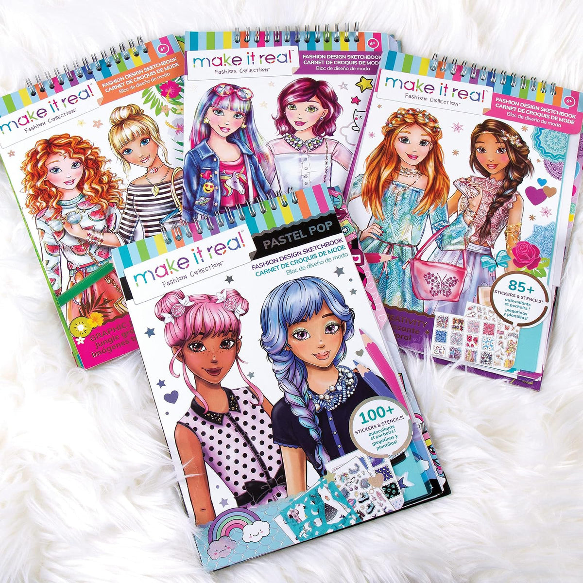 Make It Real: Fashion Design Sketchbook: Digital Dream - Includes 110 Stickers & Stencils, Draw Sketch & Create, Fashion Coloring Book, Tweens & Girls, Kids Ages 6+