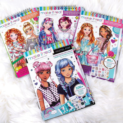 Make It Real: Fashion Design Sketchbook: Digital Dream - Includes 110 Stickers & Stencils, Draw Sketch & Create, Fashion Coloring Book, Tweens & Girls, Kids Ages 6+