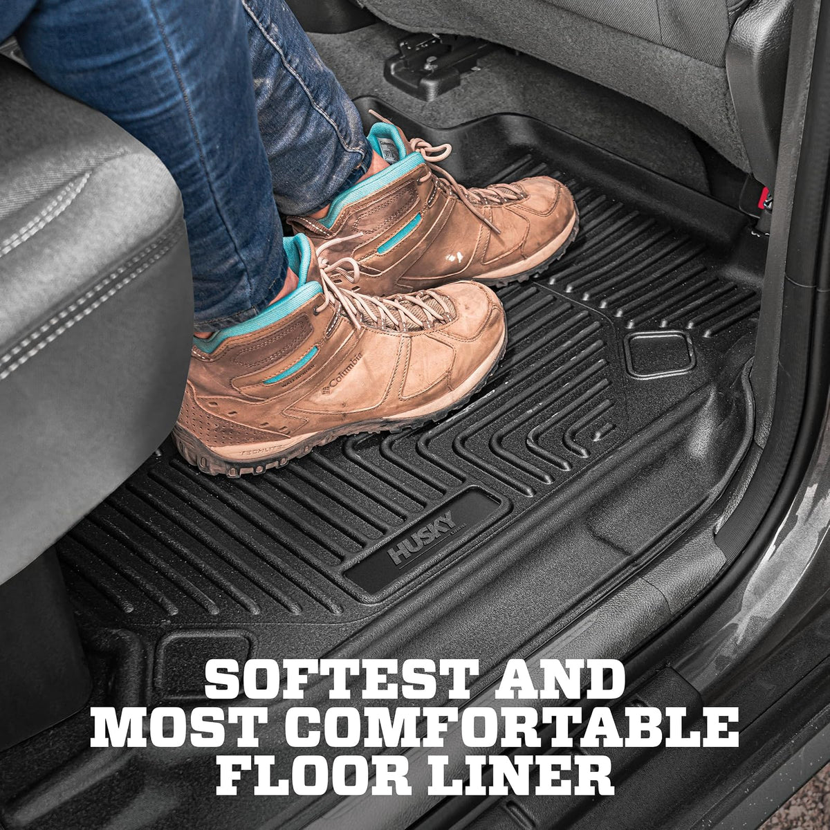 Husky Liners X-Act Contour - Alfombrillas para Piso | Se Adapta a Chevrolet Silverado y GMC Sierra 1500 2019-2025 Silverado & Sierra 2500/3500 Double & Crew Cab 2019-2025 | Fila Delantera, 2 Piezas