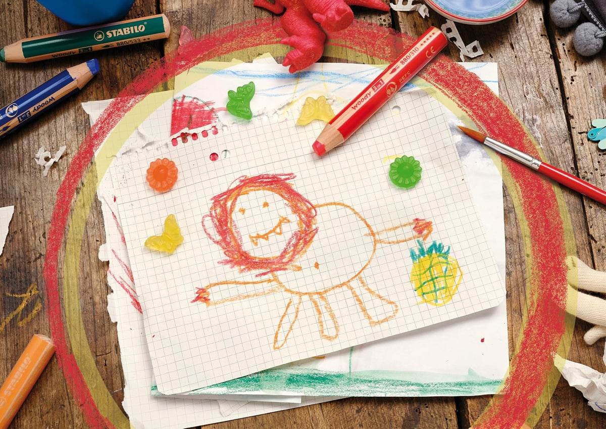 STABILO Woody 3 en 1 lápiz, juego de 10 colores, multicolor de madera